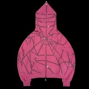 Named Collective POISON RHINESTONE ZIP HOODIE PINK